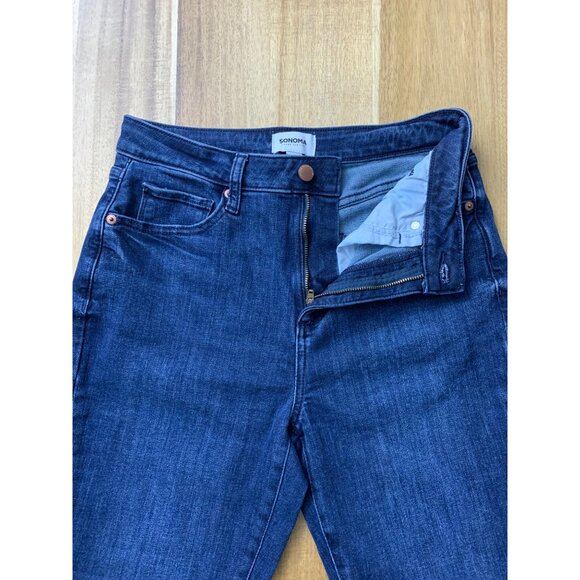 Sonoma Womens High-Rise Dark Wash Skinny Jeans  With Pockets Size 8 Petite - Picture 4 of 13